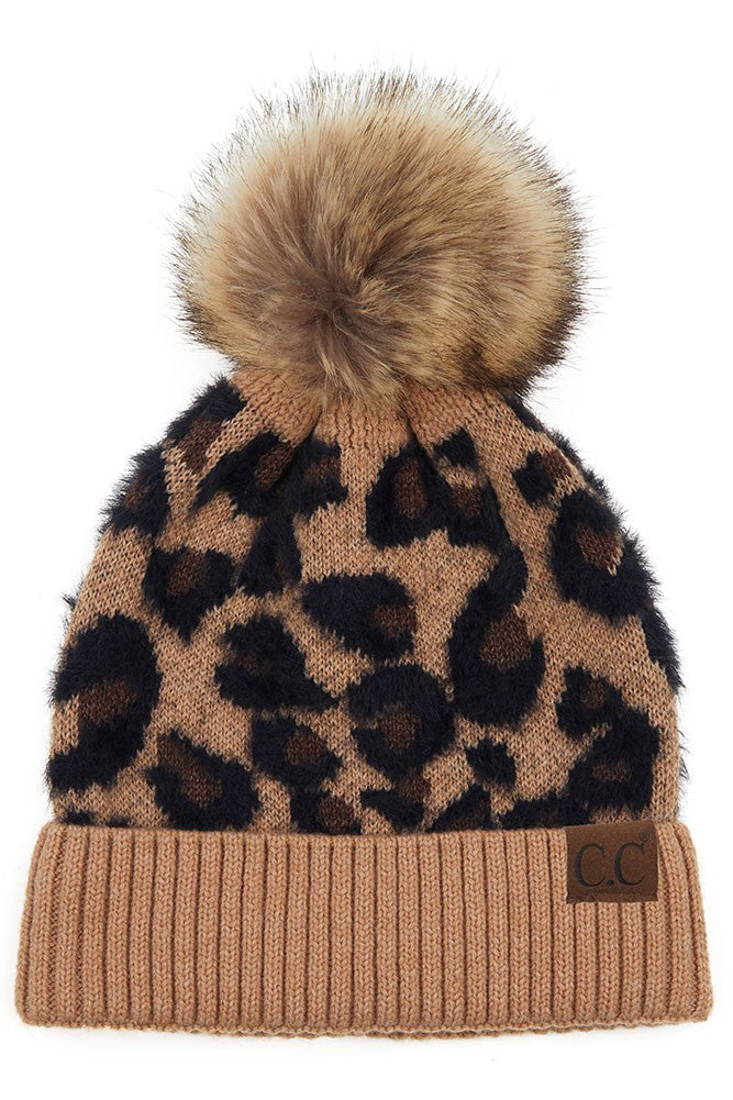Leopard CC Hat with Pom