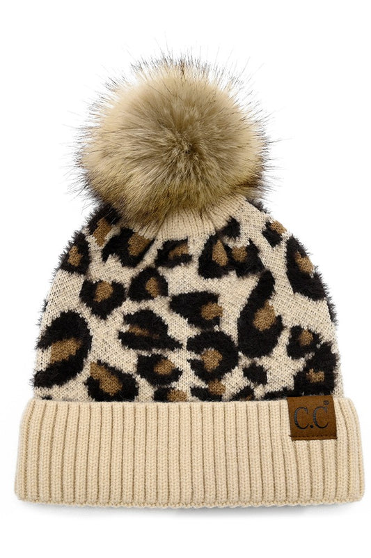 Leopard CC Hat with Pom