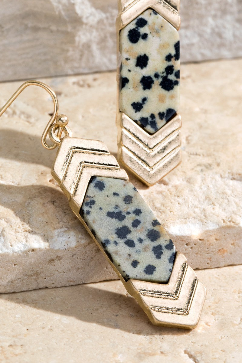 Natural Stone and Chevron Earrings