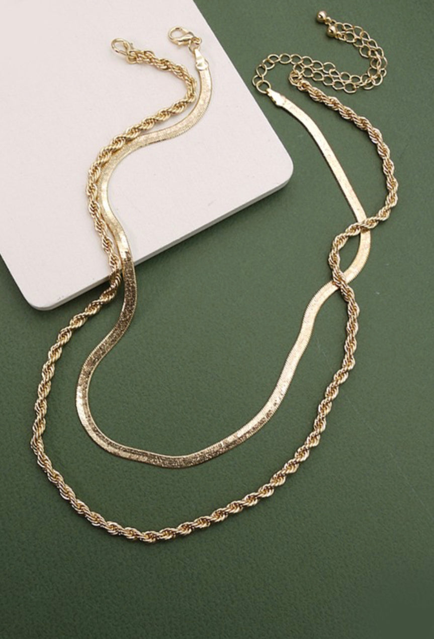 Snake and Rope Chain Necklace